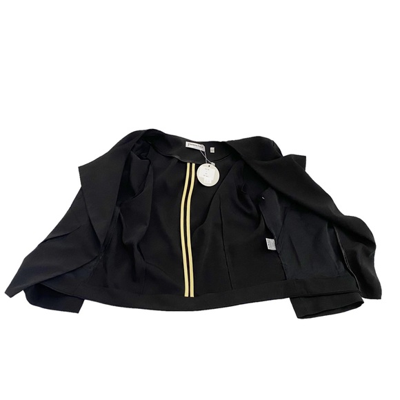 Patrizia Luca Milano Black Zipper Pocket Open Blazer Jacket, Size Large - Picture 3 of 9